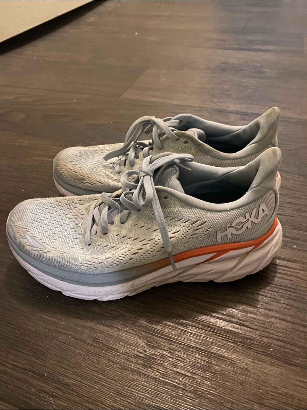 Hoka Grey Running Shoes with Orange Accent - Picture 3 of 6